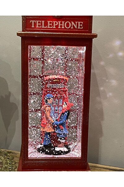 Sarego Telefon Kulübesi Kar Küresi Mega Boy Müzik Işık Usb'li Kış Masalı Pro Plus Model Dekoratif Hediyelik