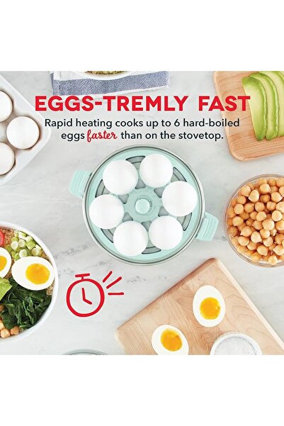Dash Rapid Egg Cooker: 6 Egg Capacity, for Boiled, Poached, Scrambled or Omelettes, Auto Shut Off, Aqua