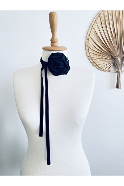LeBohas Siyah Gül Choker Butik Tasarım
