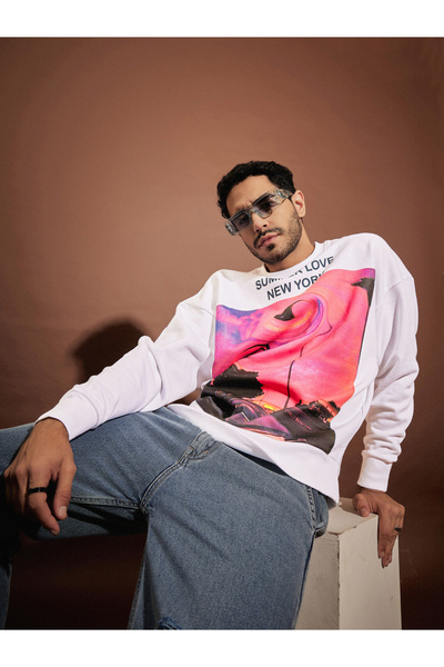 Mascln Sassafras By Styli Summer Love Graphic Print Oversized Sweatshirt