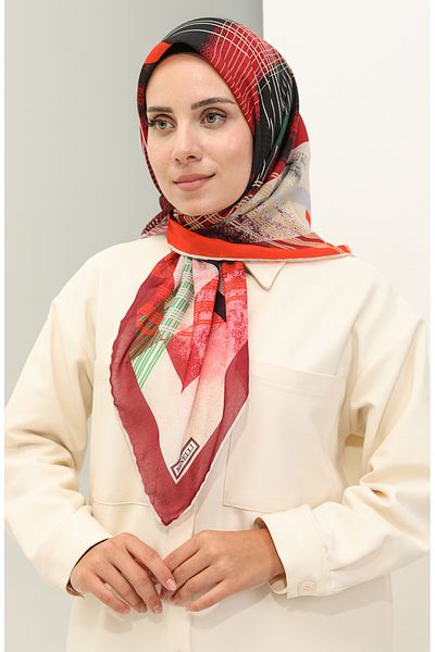 sefamerve Minelli Soft Scarf 1263-14 - Claret Red Black
