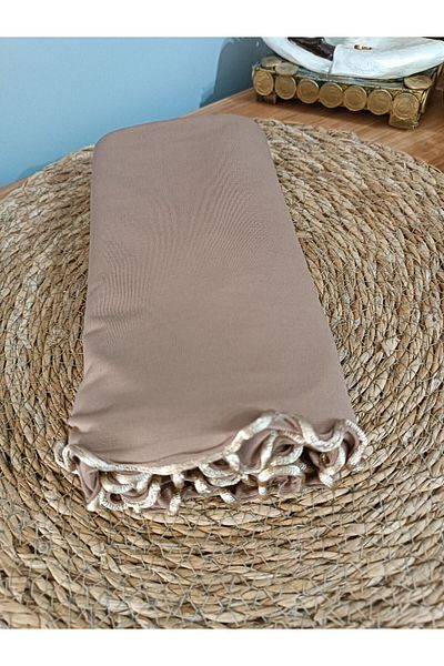 Blotch Premium Lycra Dark Cream Color Lycra Sandy Jersey Shawl