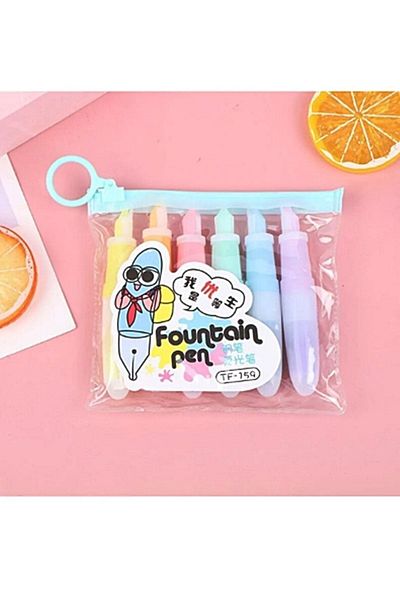 gaman Tf-159 Mini Pastel Colored Highlighter Set of 6 - Stylish Designed