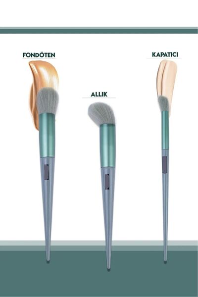aks kozmetik Fix Özel Keseli 13'lü Fırça Seti YEŞİL