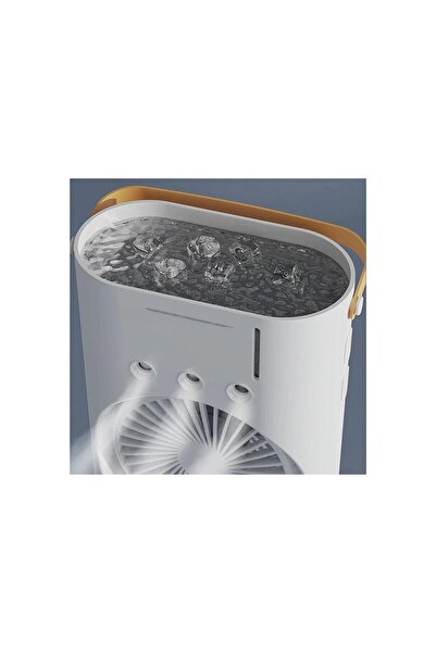 WINBEST 37 cm Kumandalı Buharlı Taşınabilir Sağa ve Sola Döner Şarjlı Işıklı Çift Pervane Portatif Klima