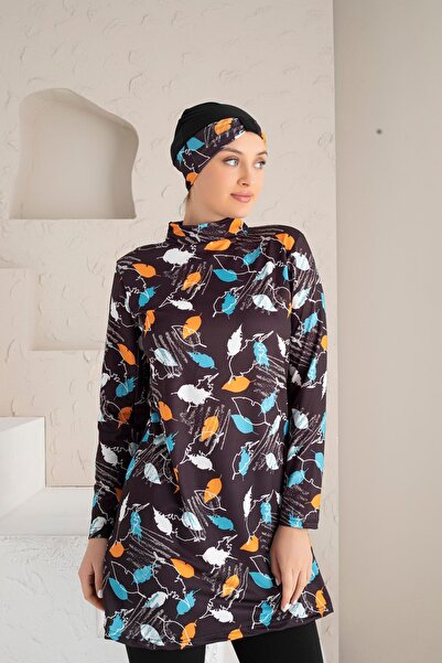 DONEX Patterned Lycra Tights Full Covered Hijab Swimsuit 1215