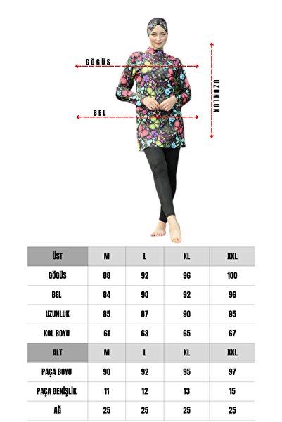 DONEX 1216 Πλήρως καλυμμένο μαγιό Lycra Hijab