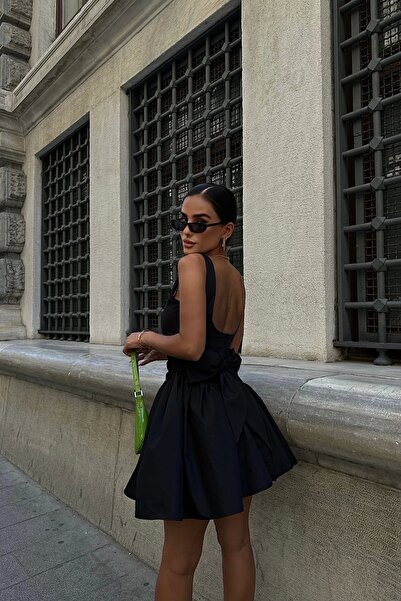 Eka Rochie de damă cu fermoar cu fundă neagră - 1026-0004