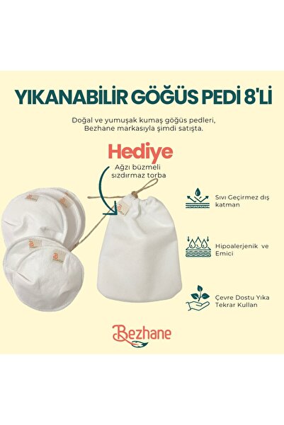 BEZHANE مجموعة من 8 وسادات صدر من القماش قابلة للغسل