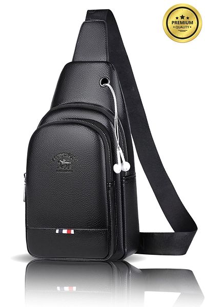 Av A Dos Δερμάτινη τσάντα μέσης και στήθους Unisex - Bodybag ώμου με έξοδο, μονό μανίκι