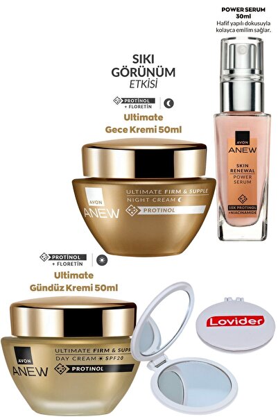 AVON Anew Ultimate 40-55 Yaş Set; Gündüz + Gece Kremi + Power Yüz Serumu + Lo...