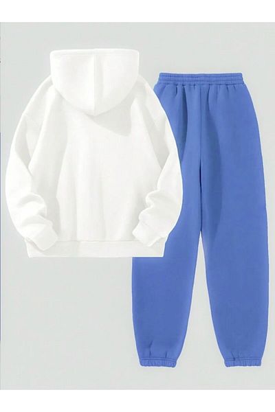 Hunors Sportswear & Company Reneissance Printed 2-Piece Unisex Combination - White and Baby Blue Tracksuit Set