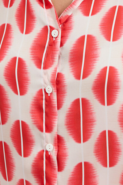 Bigdart 3964 Hafif Dökümlü Saten Gömlek - B.Kırmızı