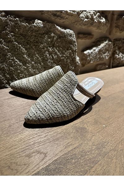 sorella Women's Comfortable Straw Stone Striped Stylish Slippers - Lily