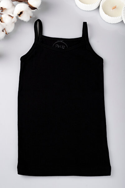 PİNUPTEX 3-Piece Black Children's Undershirt - 100% Cotton, Rope Strap