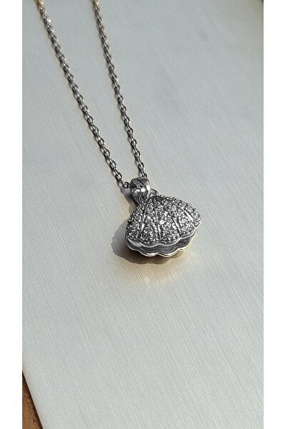 Satürn Silver Kuyumculuk قلادة من اللؤلؤ الصلب على شكل صدفة البحر - لا تشويه