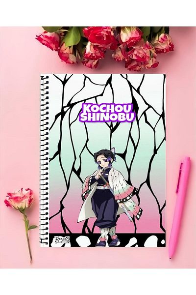 animeandyourworld Kochou Shinobu Notebook 1 Piece Special Design A4 Size 21*29 Cm Wired Striped Large Size Notebook