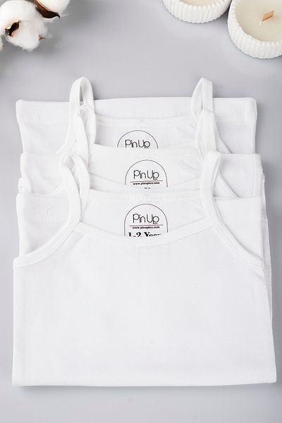 PİNUPTEX Set of 3 100% Cotton Rope Strap Children's Undershirt