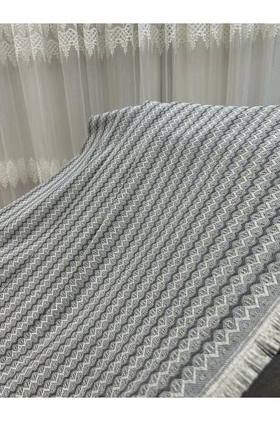 Özlü Home Husa de canapea din bumbac gri de noua generatie cu model în zig-zag