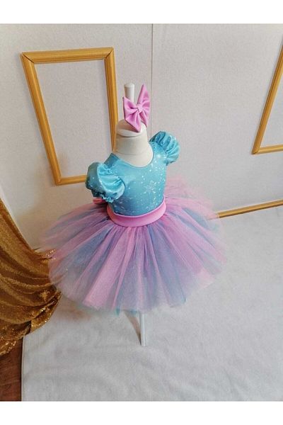 NA ADDESIGN Rochie pufoasă Regina Zăpezii din tul albastru roz