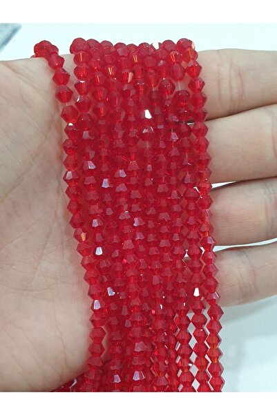 CRYSTALSHOP Mărgele de cristal roșu piramidal de 4 mm (10 șuvițe)