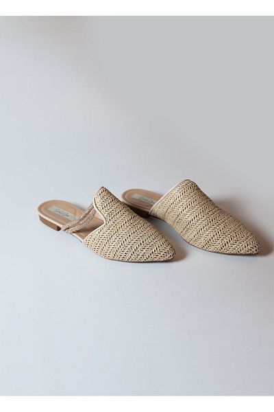sorella Women's Comfortable Straw Stone Striped Stylish Slippers - Lily