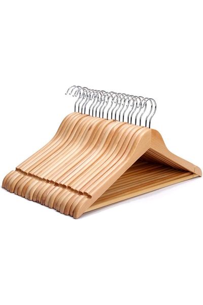 ROBEVE 12 Pieces Wooden Hanger Wooden Clothes Hanger Wooden Clothes Hanger Closet Organizer Polished Wooden Hanger