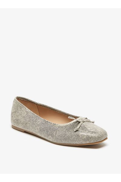 Flora Bella by Shoexpress Flora Bella Animal Textured Round Toe Ballerina Shoes with Bow Detail