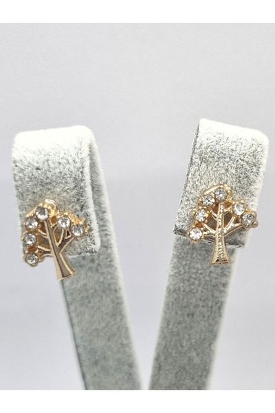 JEWELRY Gold Colored Stoned Women's and Children's Tree Earrings