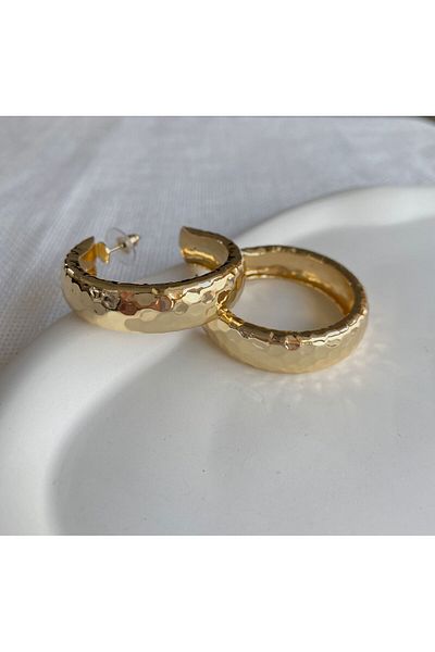DEMOKAN Stone Detailed Special Series Women's Earrings - Half Hoop
