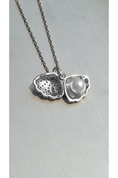 Satürn Silver Kuyumculuk قلادة من اللؤلؤ الصلب على شكل صدفة البحر - لا تشويه