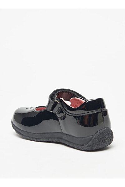 Juniors Flower Embroidered Mary Jane School Shoes with Hook and Loop Closure