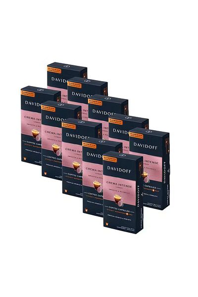 Davidoff Crema Intense Lungo Smooth & Rounded Aluminum Capsule Coffee 100 Pcs (Nespresso Compatible)