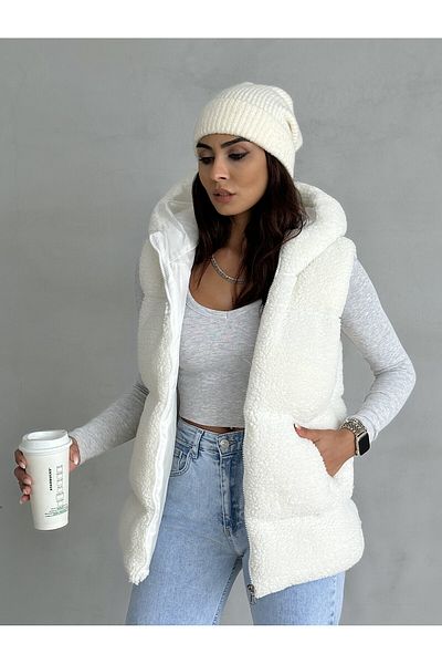 moda armanc Teddy Inflatable Vest - Plush Embossed Design
