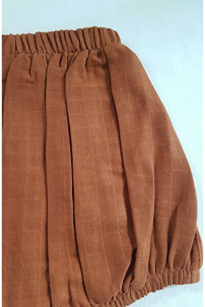 Alpar Tekstil Tan Colored Muslin Baby and Kids Shorts - Elastic