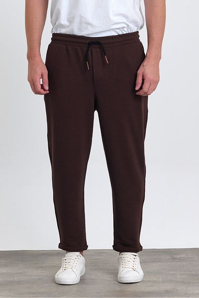COMBİNE MİCHAİL Ανδρικό παντελόνι Jogger - Διπλό πόδι, βαμβακερό, ελαστική μέση και κορδόνι, ΚΑΦΕ