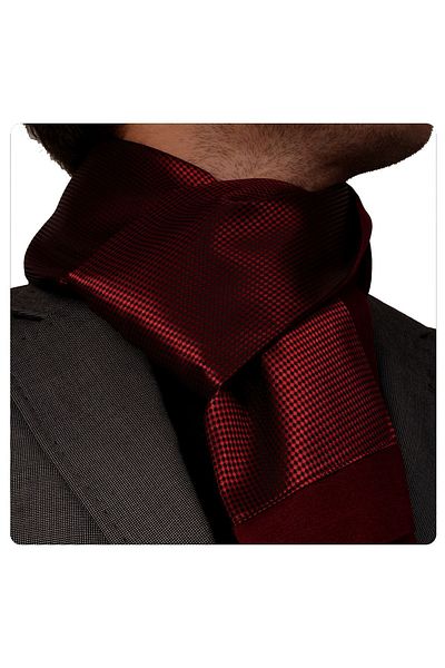 Exve Exclusive Red Black Square Diamond Patterned Elegant Jacquard Woven Double Sided Scarf Shawl