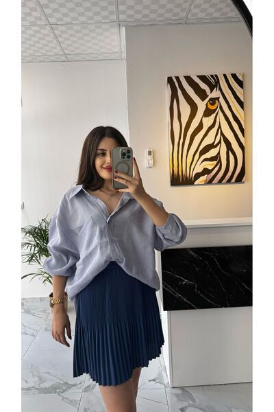 Butik Düşük Omuzlu Viskoz Oversize Gömlek