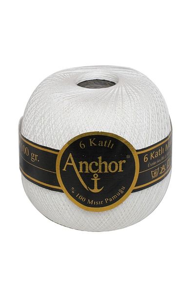Anchor 6 Layer Lace Threads - No: 70 - 100 gr - White