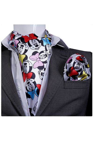Exve Exclusive Scarf Handkerchief Set with Colorful Mouse Print on White