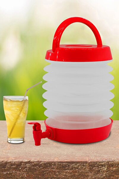 MH MiniHediye Folding Water Dispenser Can Thermos Picnic Camping Demijohn Water Beverage Ayran Bottle With Fountain Bellows 5.5 Lt