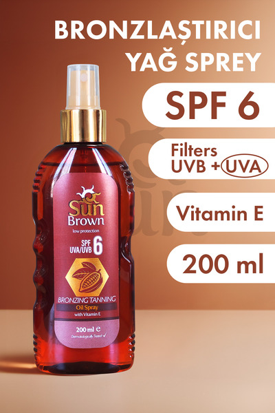 Sun Brown Hindistan Cevizi Özlü Spf 6 Bronzlaştırıcı Güneş Yağı Spreyi 200 ml