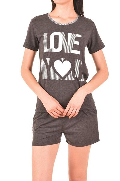 Nicoletta Women's Shorts Pajama Set Short Sleeve Pocket Viscose Gray