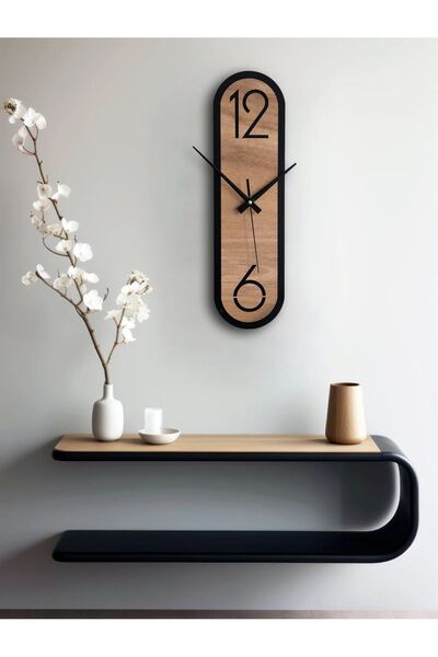leonarthil design Ahşap Modern Saat Dekoratif Duvar Saati Mdf Duvar Saati Siy...