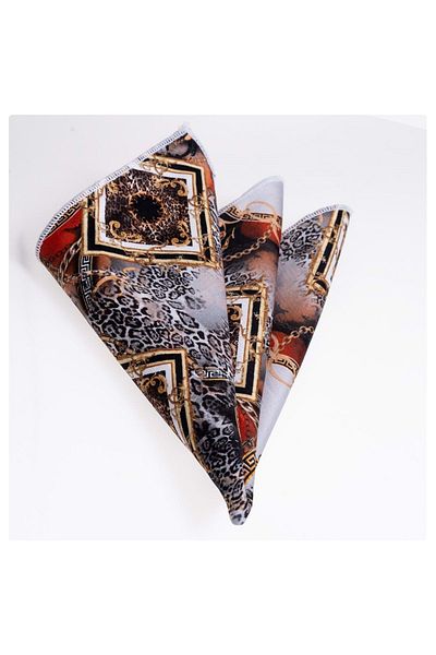 Exve Exclusive Red Smoked Leopard Digital Print Design 100% Cotton Collar Pocket Handkerchief