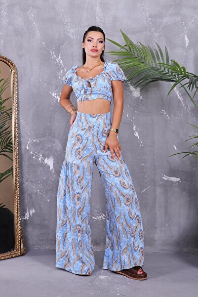 ZEYWEAR Patterned Suit with Gimped Back and Elastic Waist