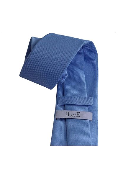 Exve Exclusive Cravată albastră cu ochiuri, țesută manual, cu model jacquard