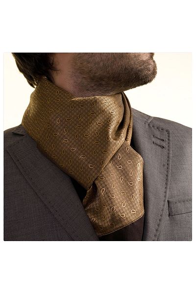 Exve Exclusive Barkır Brown Paisley Patterned Double Sided Shawl Scarf