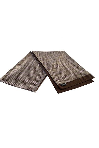 Exve Exclusive Brown Lilac Plaid Checked Wool Double Sided Scarf