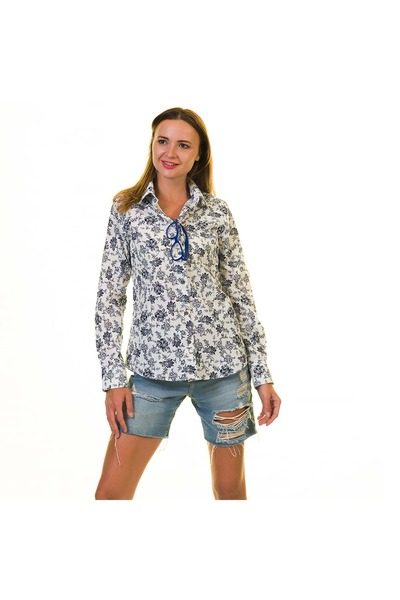 Exve Exclusive Біла сорочка з синім квітковим принтом для жінок